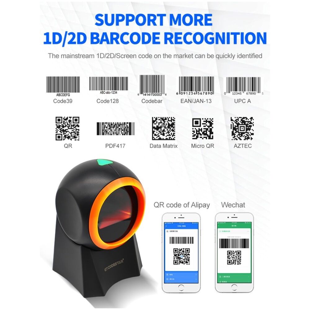 GTCODESTAR επιτραπέζιο barcode scanner GT-8800F, 1D & 2D, ενσύρματο, μαύρο - Image 5