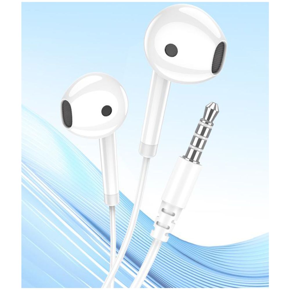 KAKUSIGA earphones με μικρόφωνο KSC-1301, 3.5mm σύνδεση, 14mm, 1.1m, λευκά - Image 2