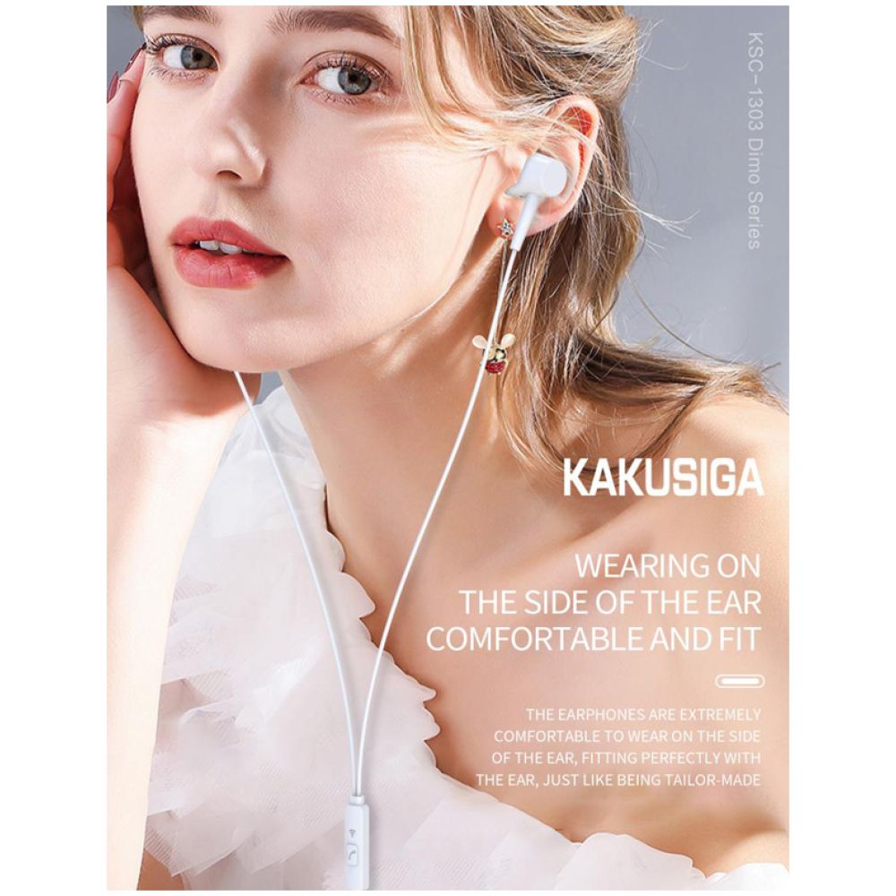 KAKUSIGA earphones με μικρόφωνο KSC-1303, 3.5mm σύνδεση, 10mm, 1.1m, μαύρα - Image 2