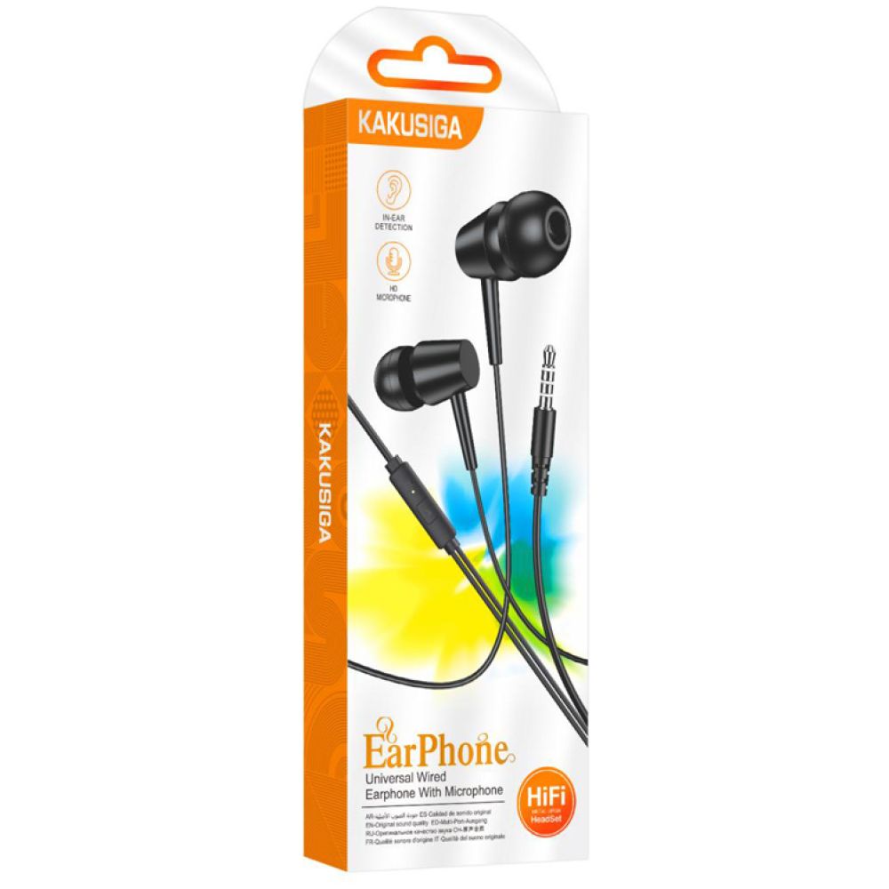 KAKUSIGA earphones με μικρόφωνο KSC-1303, 3.5mm σύνδεση, 10mm, 1.1m, μαύρα - Image 4