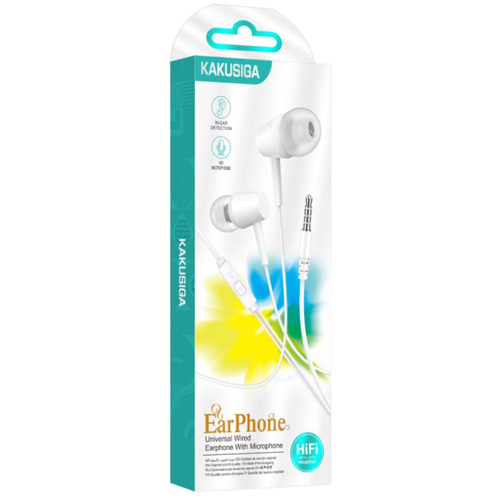 KAKUSIGA earphones με μικρόφωνο KSC-1303, 3.5mm σύνδεση, 10mm, 1.1m, λευκά - Image 4