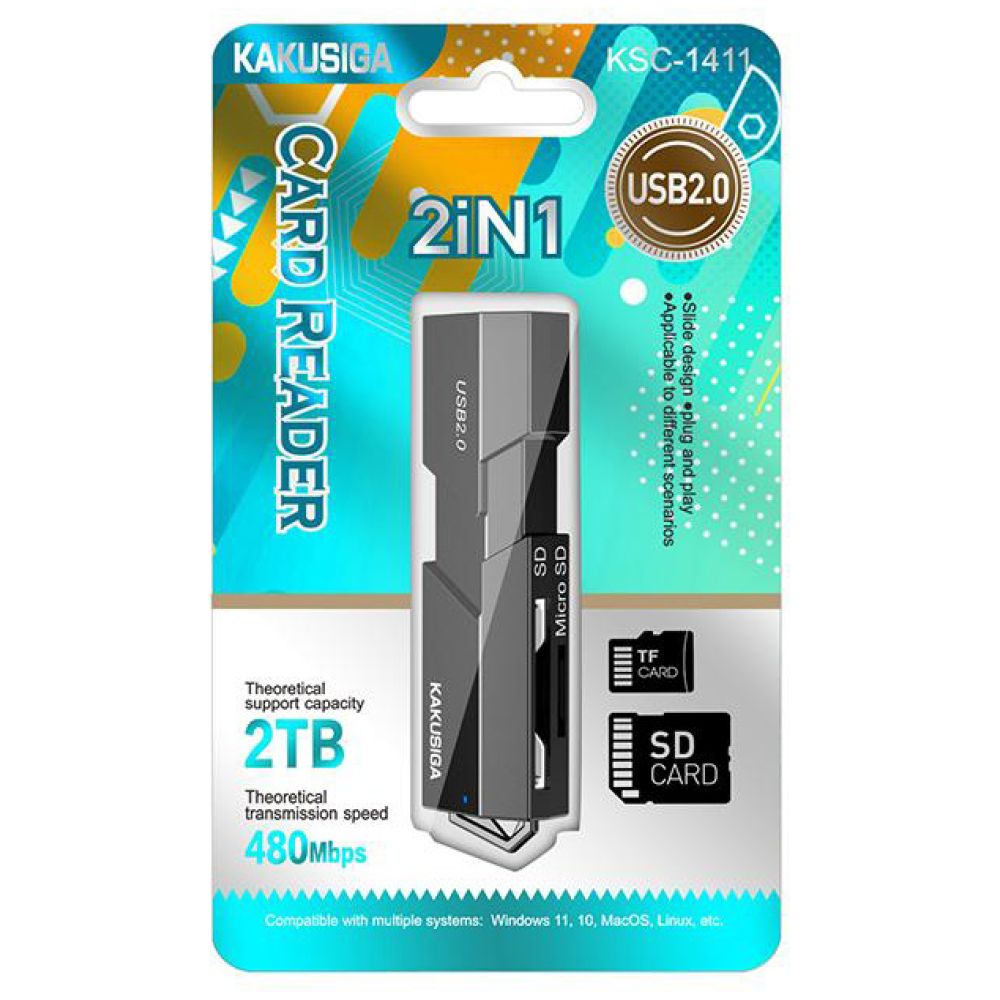 KAKUSIGA card reader KSC-1411 για SD & micro SD, 480Mbps, USB σύνδεση, μαύρο - Image 4