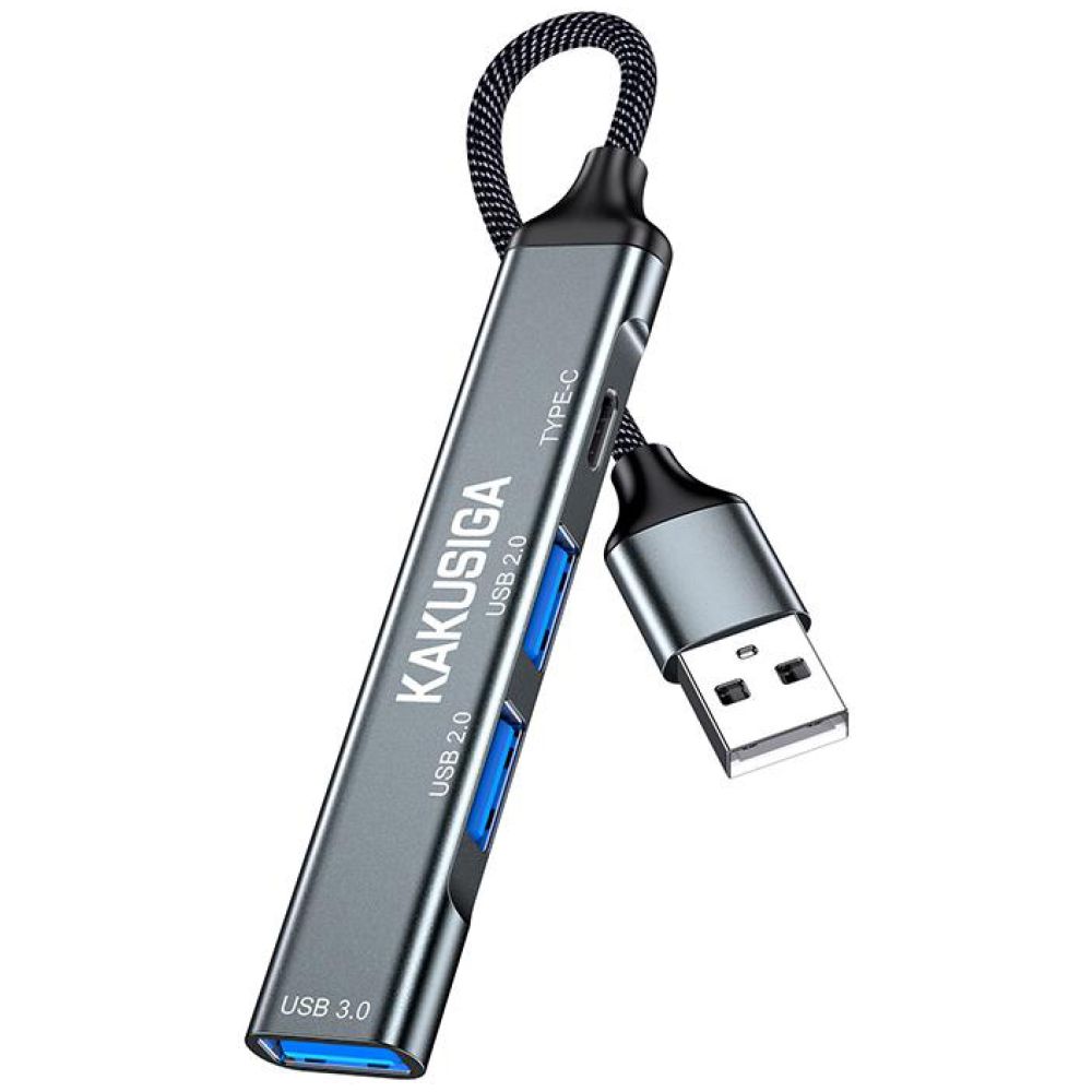 KAKUSIGA USB hub KSC-1416, 4x θυρών, USB 3.0, 5Gbps, USB σύνδεση, γκρι