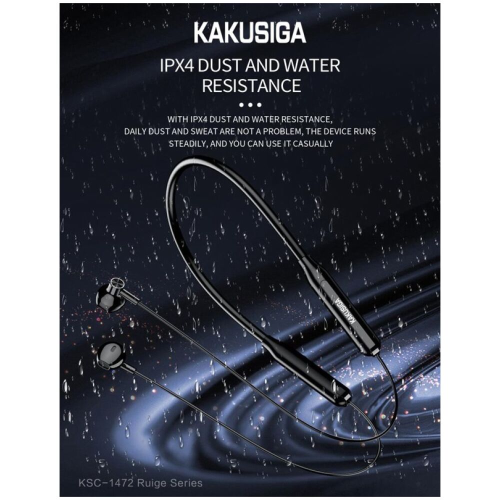 KAKUSIGA earphones KSC-1472 με μαγνήτη, Bluetooth, 10mm, 130mAh, μαύρα - Image 4
