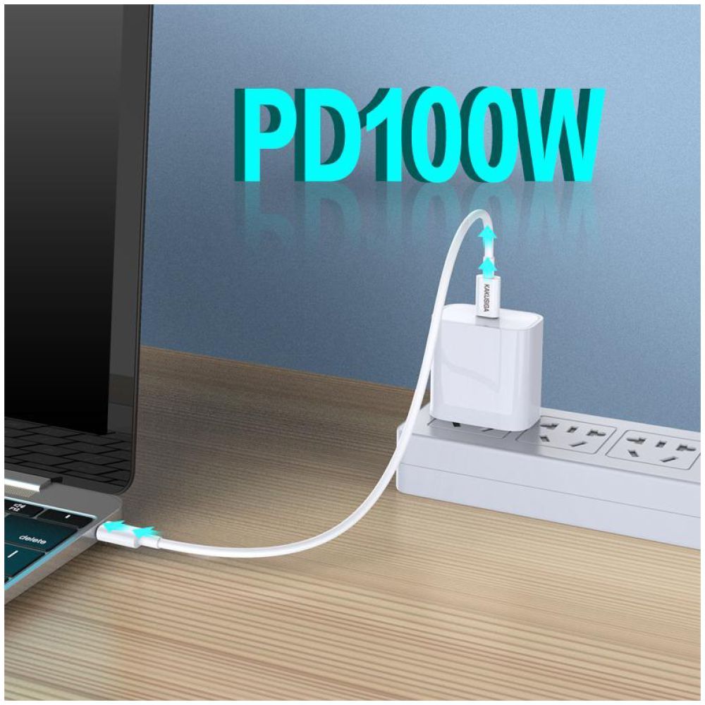 KAKUSIGA καλώδιο USB-C σε USB-C KSC-653, 100W, 480Mbps, 25cm, λευκό - Image 2