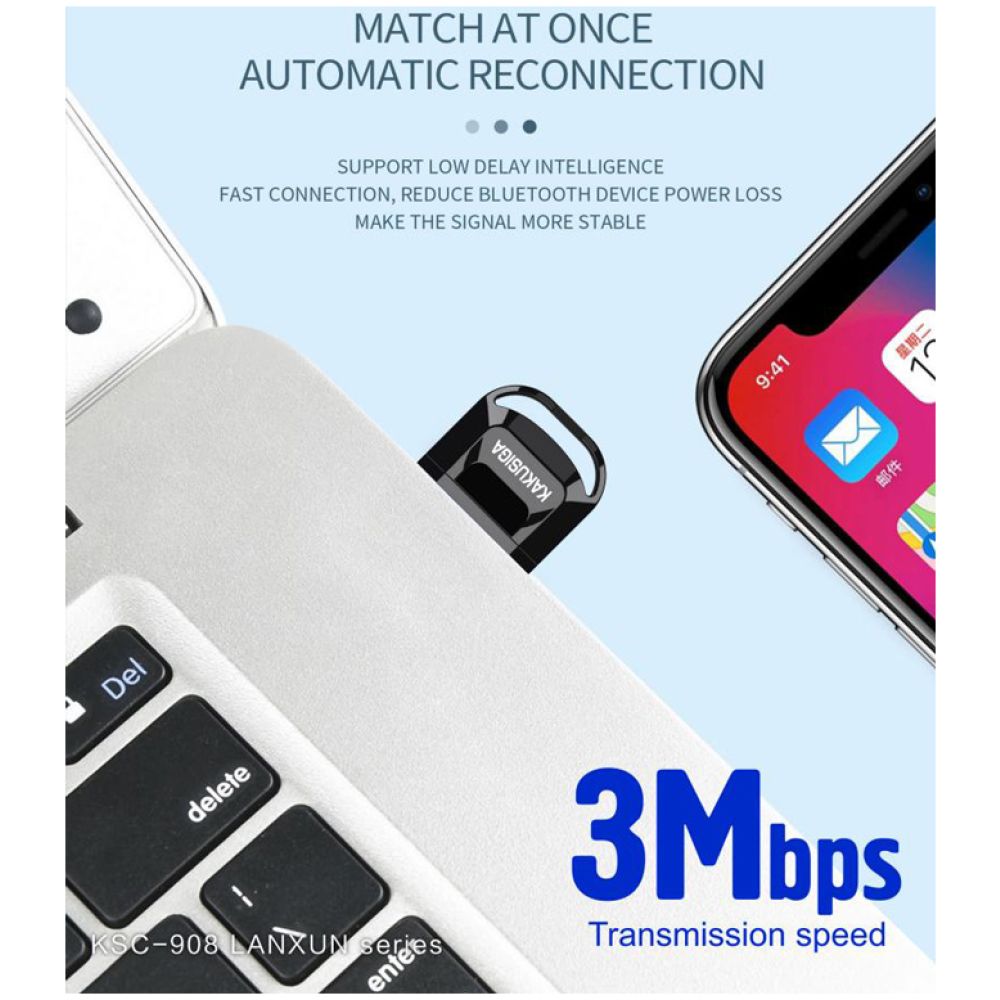KAKUSIGA USB αντάπτορας Bluetooth 5.0 KSC-908, μαύρος - Image 2