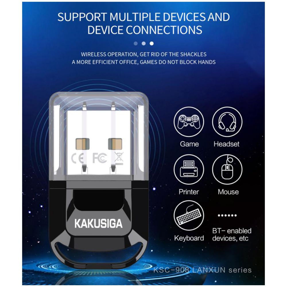 KAKUSIGA USB αντάπτορας Bluetooth 5.0 KSC-908, μαύρος - Image 3