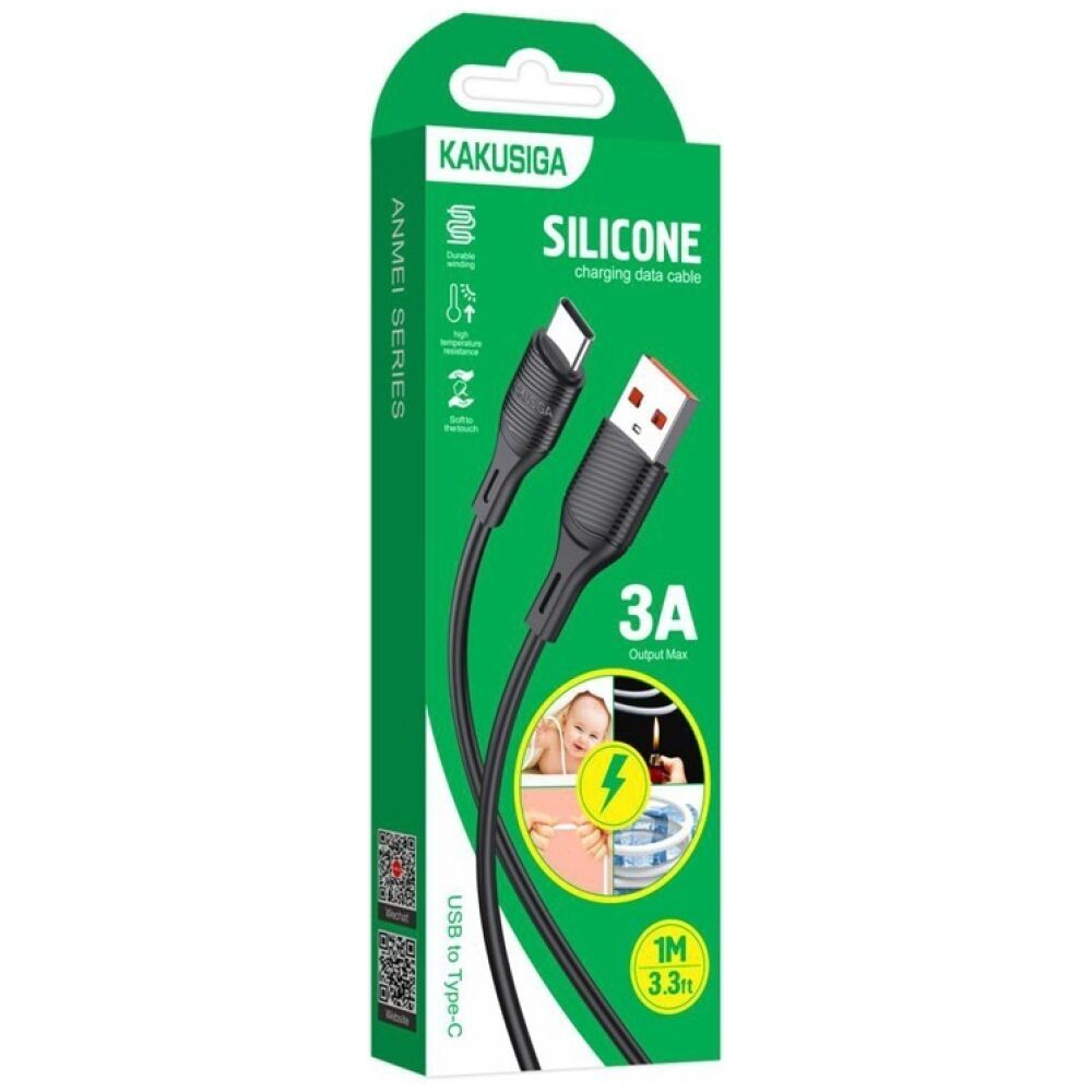 KAKUSIGA καλώδιο USB-C σε USB KSC-953, σιλικόνης, 15W, 480Mbps, 1m, μαύρο - Image 4