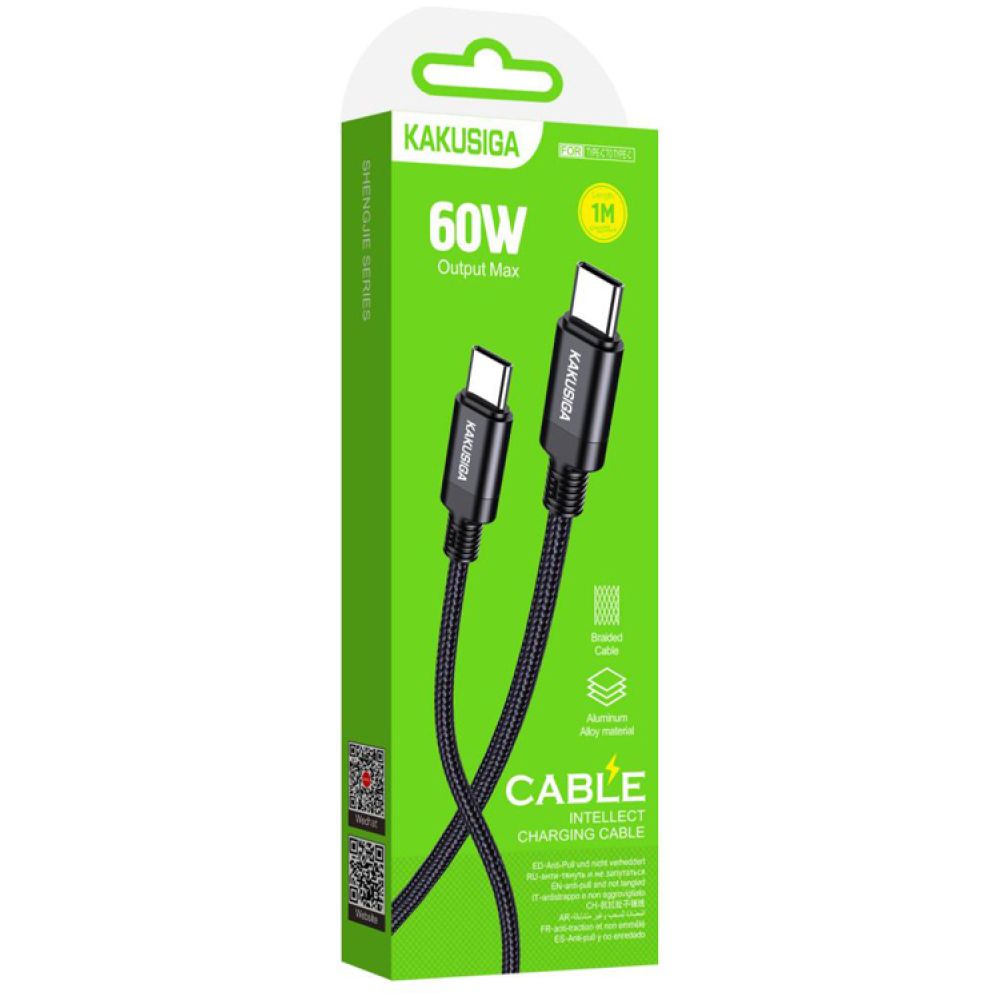 KAKUSIGA καλώδιο USB-C σε USB-C KSC-970, 60W, 480Mbps, 1m, μαύρο - Image 4
