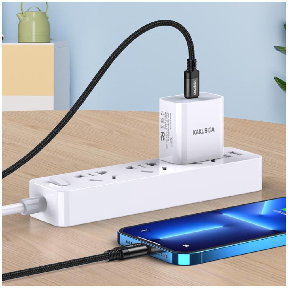 KAKUSIGA καλώδιο Lightning σε USB-C KSC-970, 27W, 480Mbps, 1m, μαύρο - Image 2