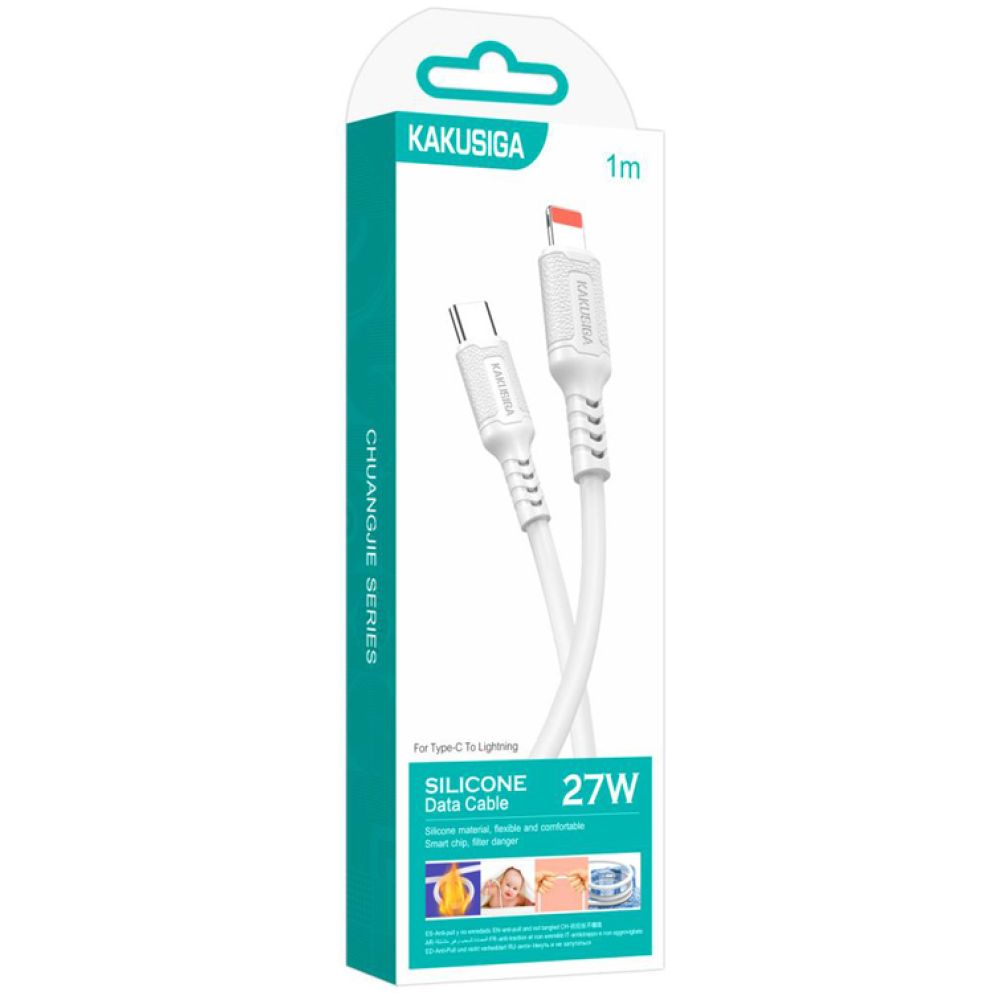 KAKUSIGA καλώδιο Lightning σε USB-C KSC-984, σιλικόνης, 27W, 480Mbps, 1m, λευκό - Image 4