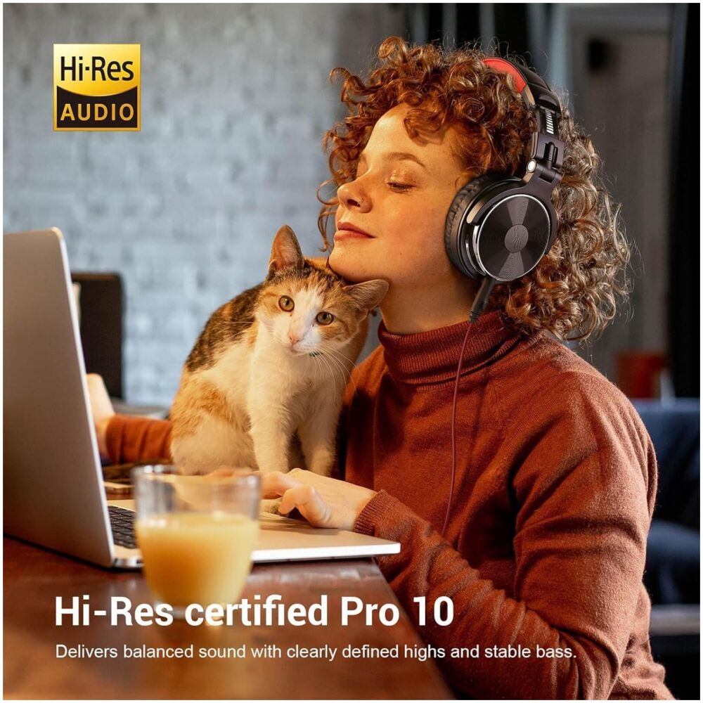 ONEODIO headset Studio Pro 10, 6.35mm & 3.5mm σύνδεση, Hi-Res, 50mm, μαύρο/κόκκινο - Image 2
