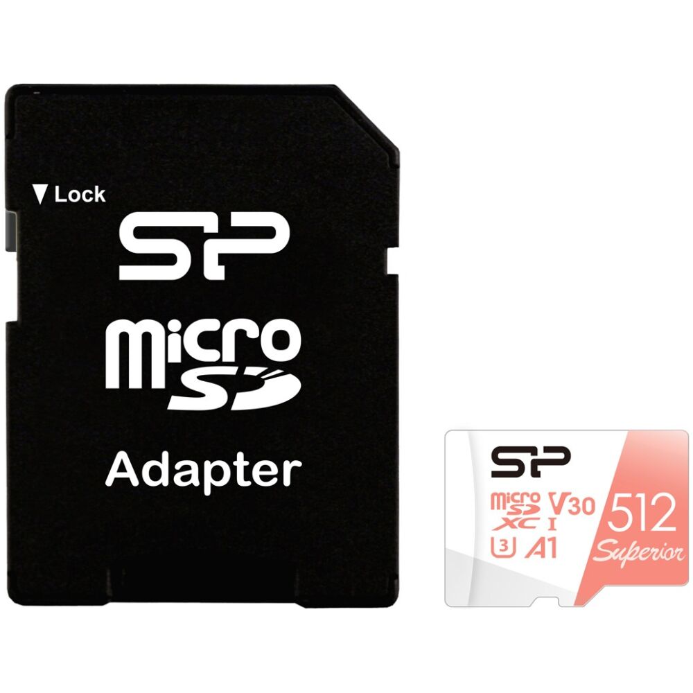 SILICON POWER κάρτα μνήμης microSDXC Superior, 512GB, C10 UHS-I U3 A1 V30