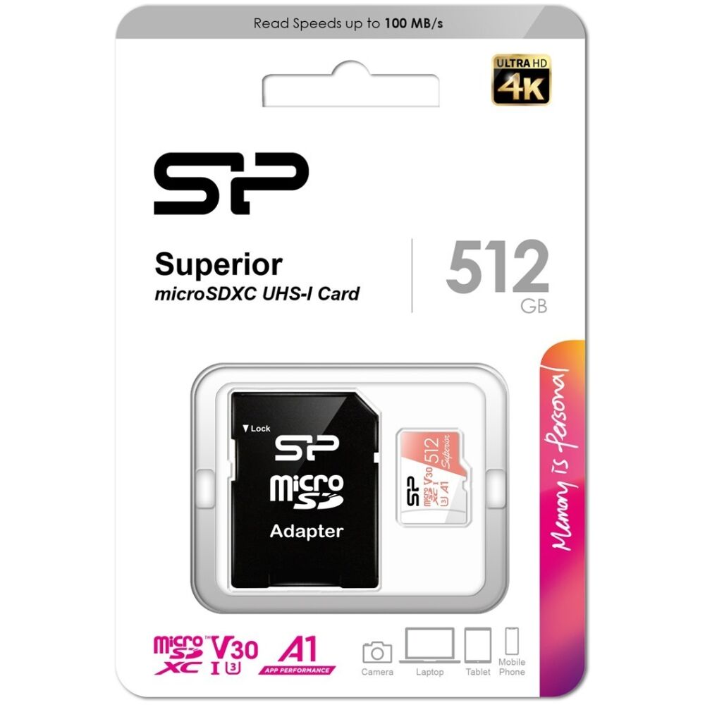 SILICON POWER κάρτα μνήμης microSDXC Superior, 512GB, C10 UHS-I U3 A1 V30 - Image 3