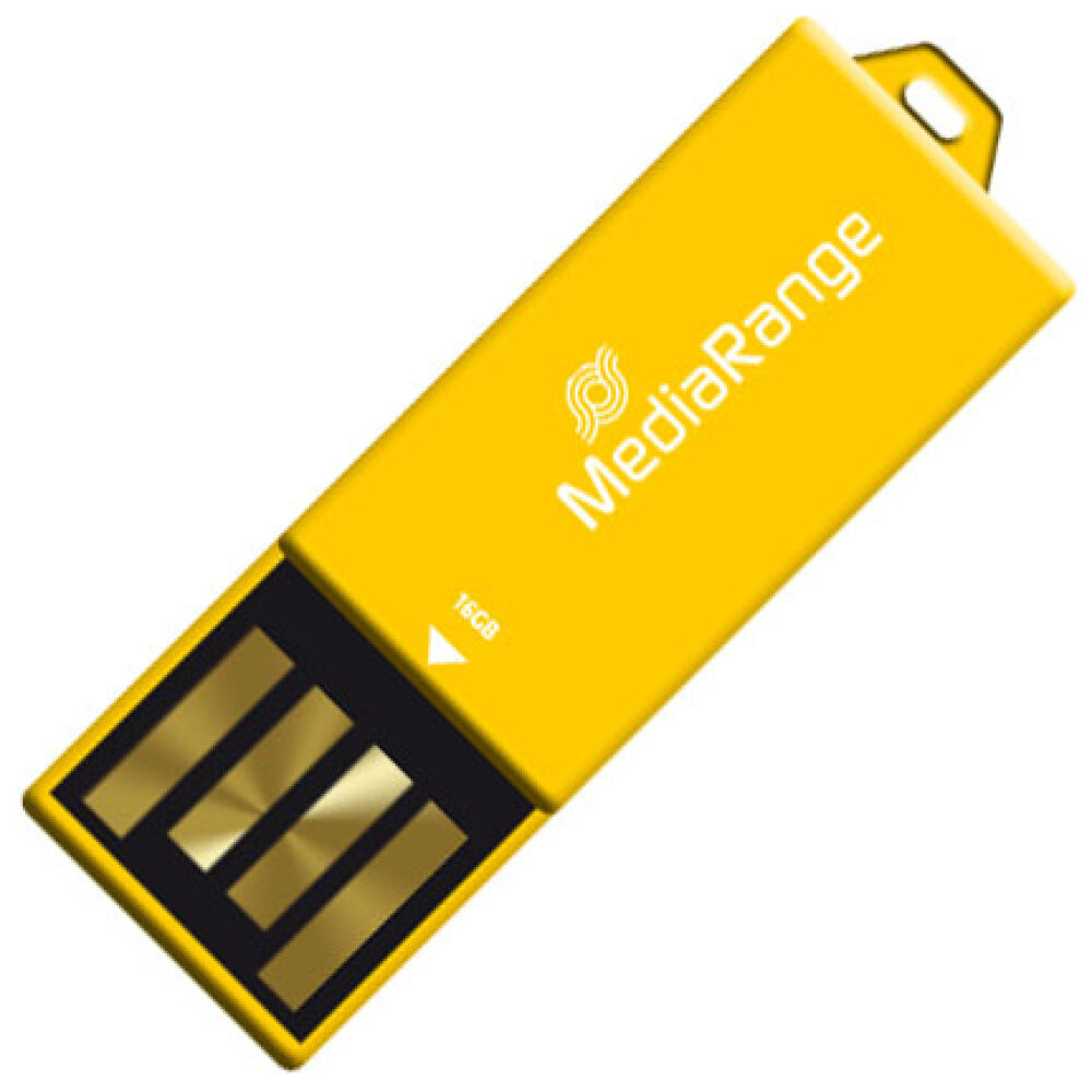 MediaRange USB 2.0 Nano Flash Drive Paper-clip stick 16GB (Yellow) (MR976)