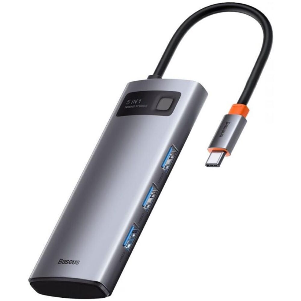 Baseus Adapter 5in1  Hub USB-C to 3x USB 3.0 + HDMI + USB-C PD (WKWG020013) (BASWKWG020013)
