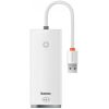 Baseus Lite Series Hub 4in1 USB To 4x USB 3.0, 25cm White (WKQX030002) (BASWKQX030002)