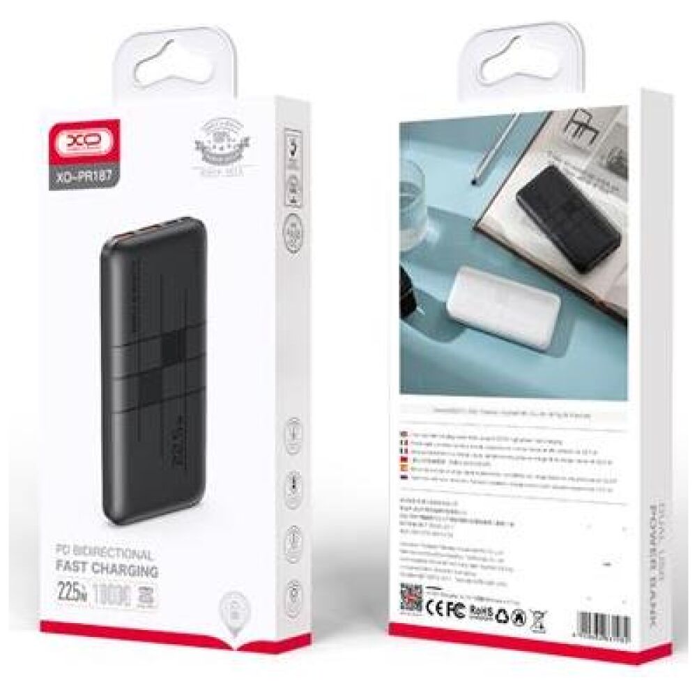 XO PR187 POWERBANK 10000mAh, QC22.5 + PD20W, ΜΑΥΡΟ - Image 2