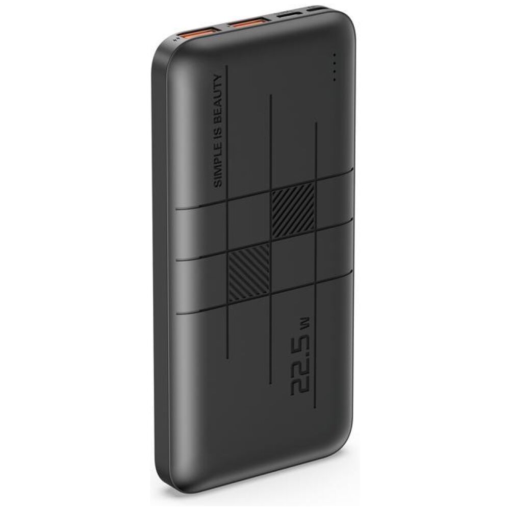 XO PR187 POWERBANK 10000mAh, QC22.5 + PD20W, ΜΑΥΡΟ