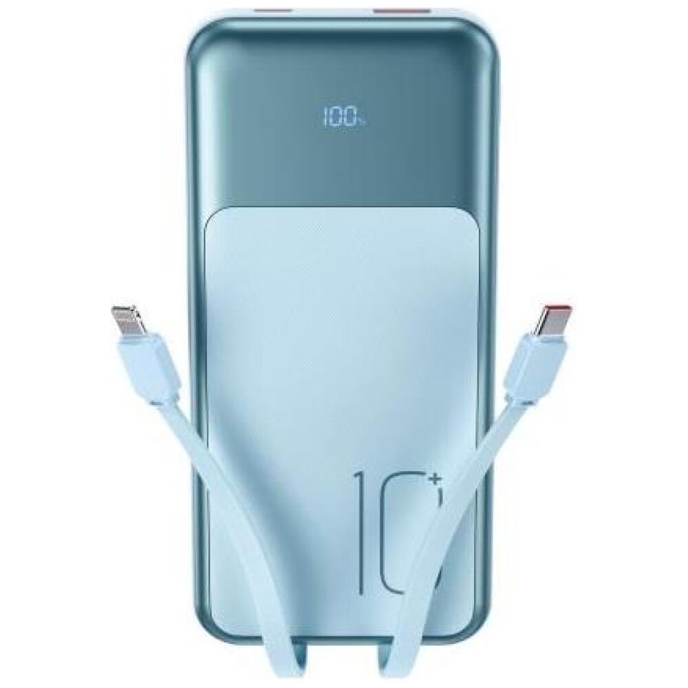 XO PR248 POWERBANK PD 20W + QC 22.5W ΜΕ ΕΝΣΩΜΑΤΩΜΕΝΟ ΚΑΛΩΔΙΟ TYPE-C ΚΑΙ LIGHTNING , ΟΘΟΝΗ, 10000mAh , ΜΠΛΕ
