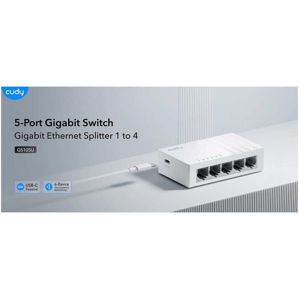 CUDY 5-PORT GIGABIT SPLITTER WITH USB C - Image 6
