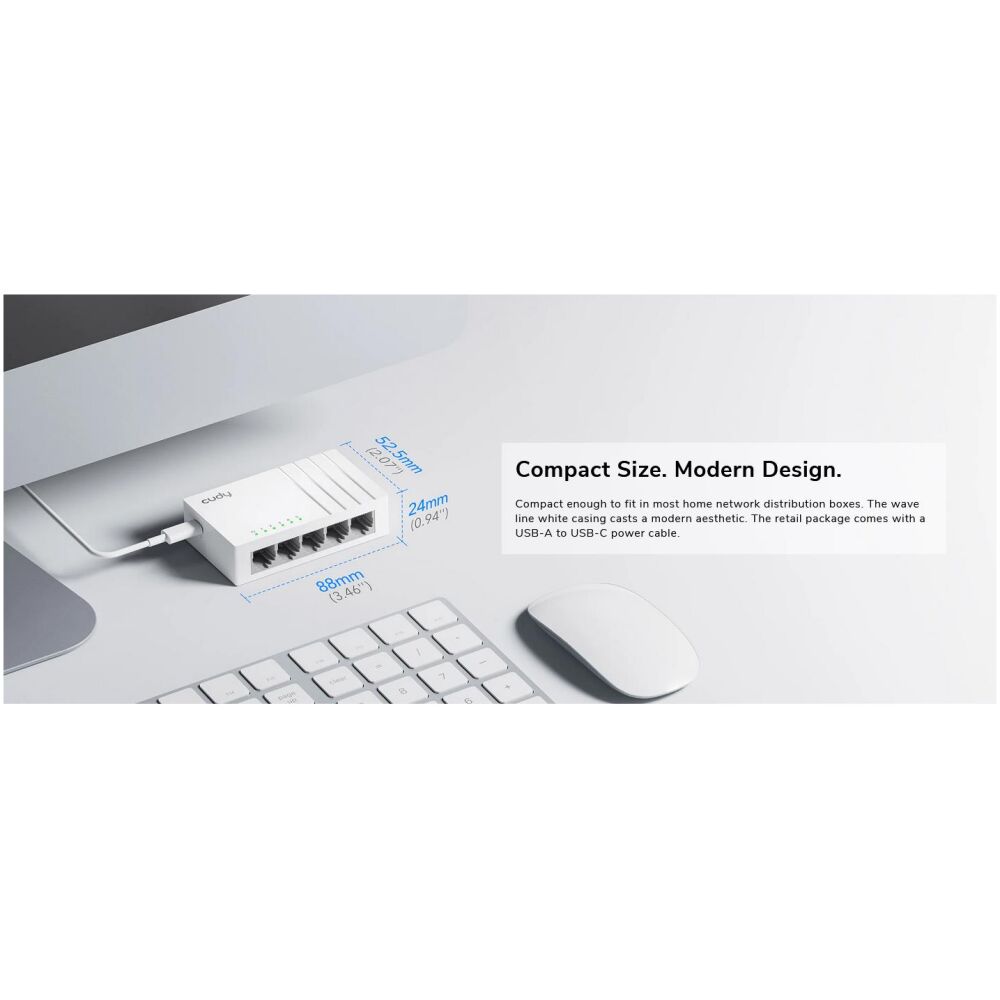 CUDY 5-PORT GIGABIT SPLITTER WITH USB C - Image 2