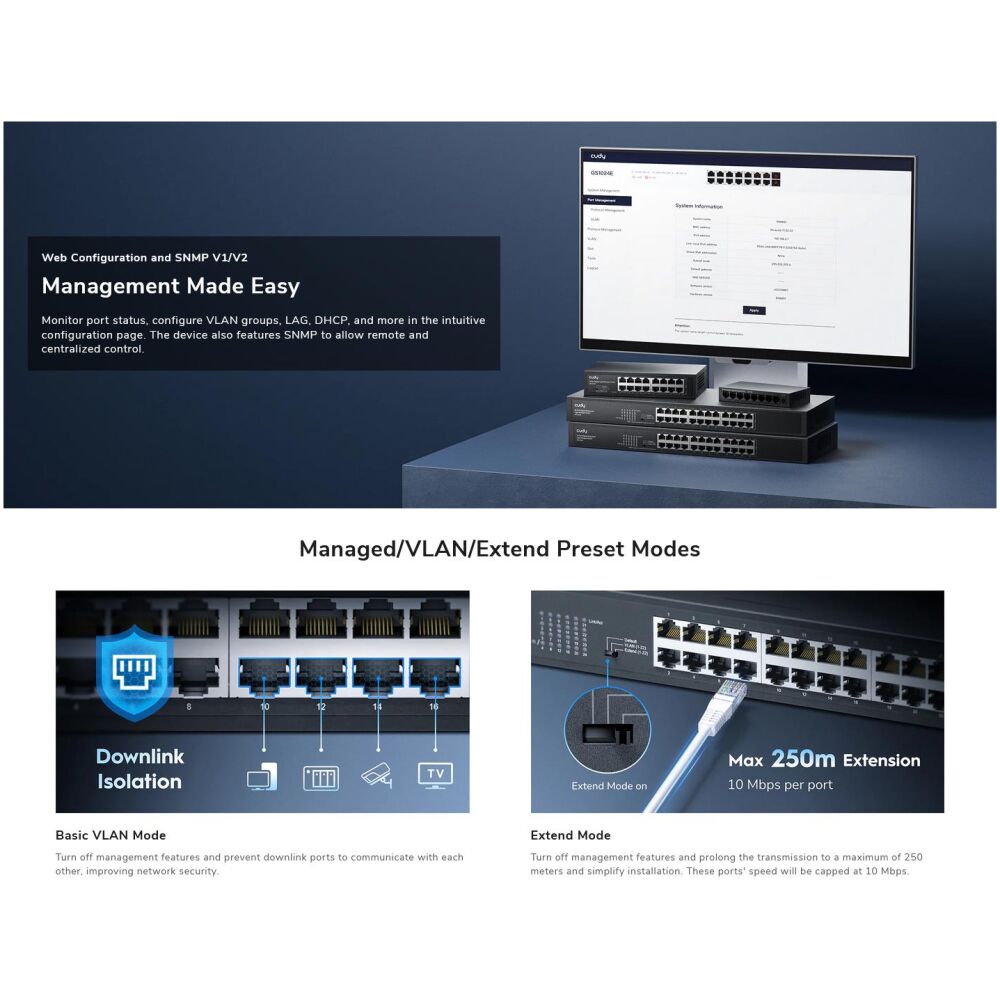 CUDY 24-PORT GIGABIT RACKMOUNT LIGHT MANAGED SWITCH - Image 6