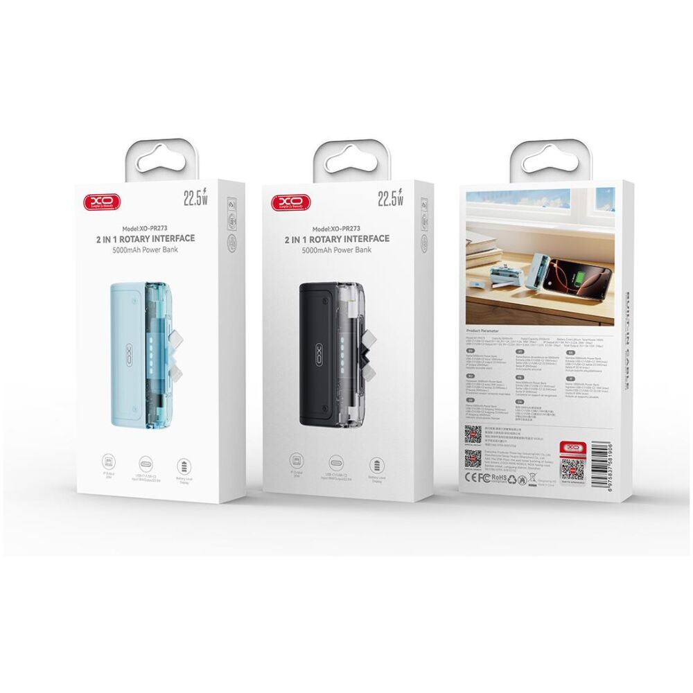 XO PR273 POWERBANK 22.5W ΜΕ ΚΕΦΑΛΗ LIGHTNING ΚΑΙ TYPE-C, 5000 MAH - Image 3