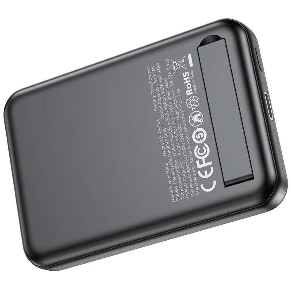 XO PR264 ΜΑΓΝΗΤΙΚΟ POWERBANK 15W WIRELESS CHARGING + PD20W, 10000MAH, ΜΑΥΡΟ - Image 2