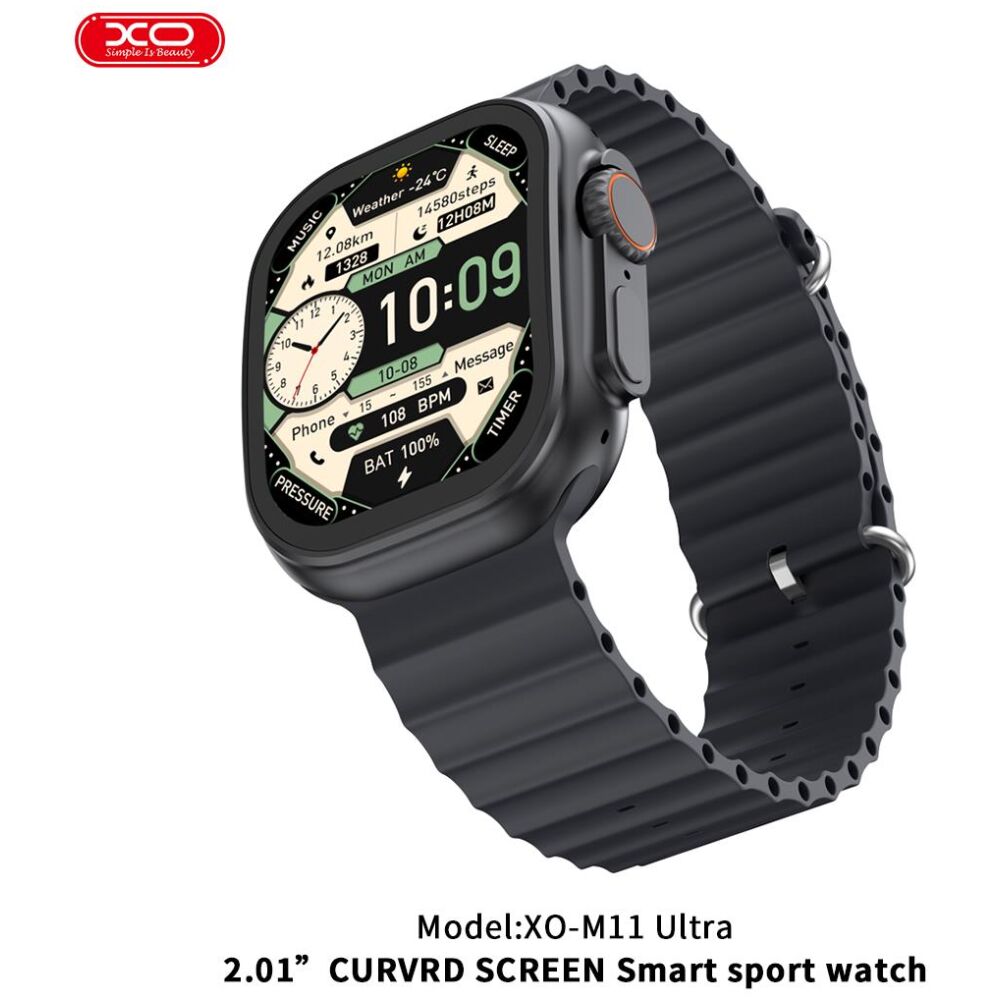 XO M11ULTRA SMART WATCH, ΑΣΥΡΜΑΤΗ ΦΟΡΤΙΣΗ, ΚΛΗΣΗ, ΜΑΥΡΟ