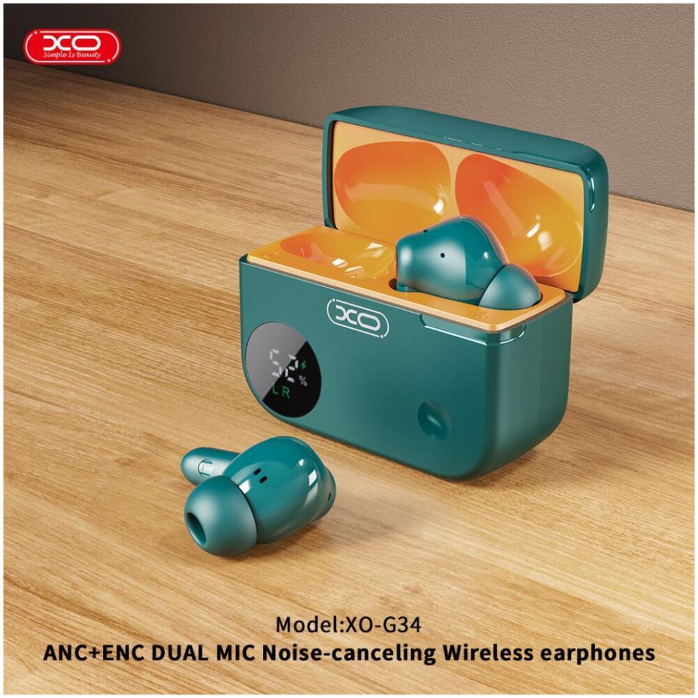 XO G34 STAR POLE DUAL-MIC ANC+ENC NOISE CANCELING, ΑΚΟΥΣΤΙΚΑ, TWS, ΠΡΑΣΙΝΟ/ΠΟΡΤΟΚΑΛΙ - Image 5