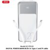 XO PR249 POWERBANK PD 20W + QC 22.5W ΜΕ ΕΝΣΩΜΑΤΩΜΕΝΟ ΚΑΛΩΔΙΟ TYPE-C ΚΑΙ LIGHTNING , ΟΘΟΝΗ, 20000mAh , ΜΑΥΡΟ