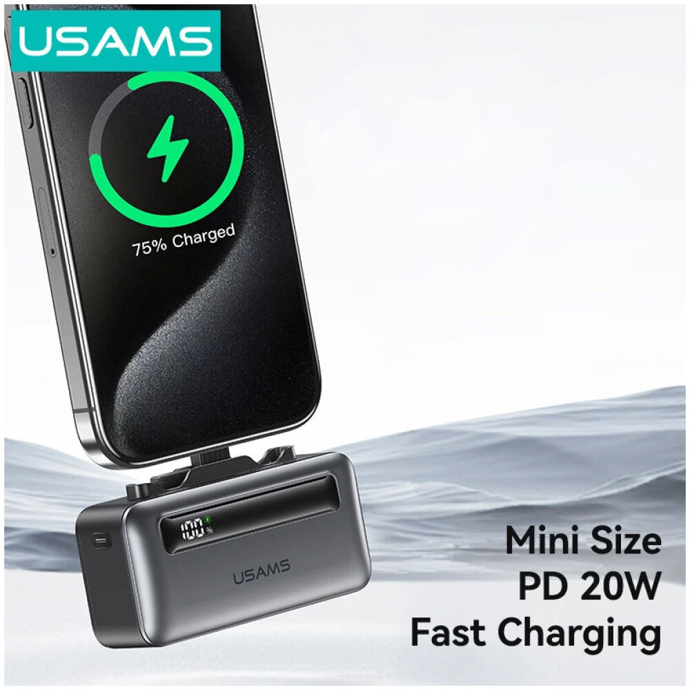 USAMS power bank CD233, USB-C/Lightning έξοδος, 4500mAh, 20W, γκρι - Image 3