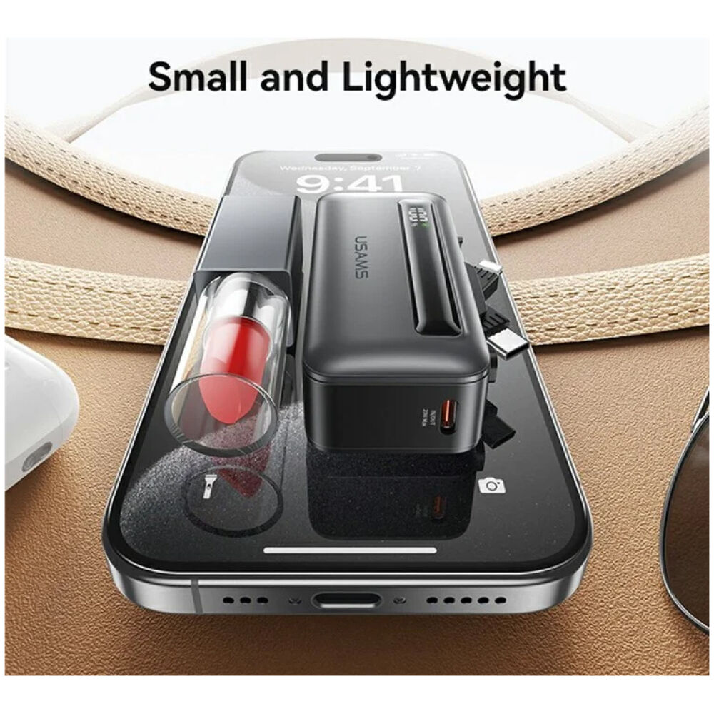 USAMS power bank CD233, USB-C/Lightning έξοδος, 4500mAh, 20W, γκρι - Image 4