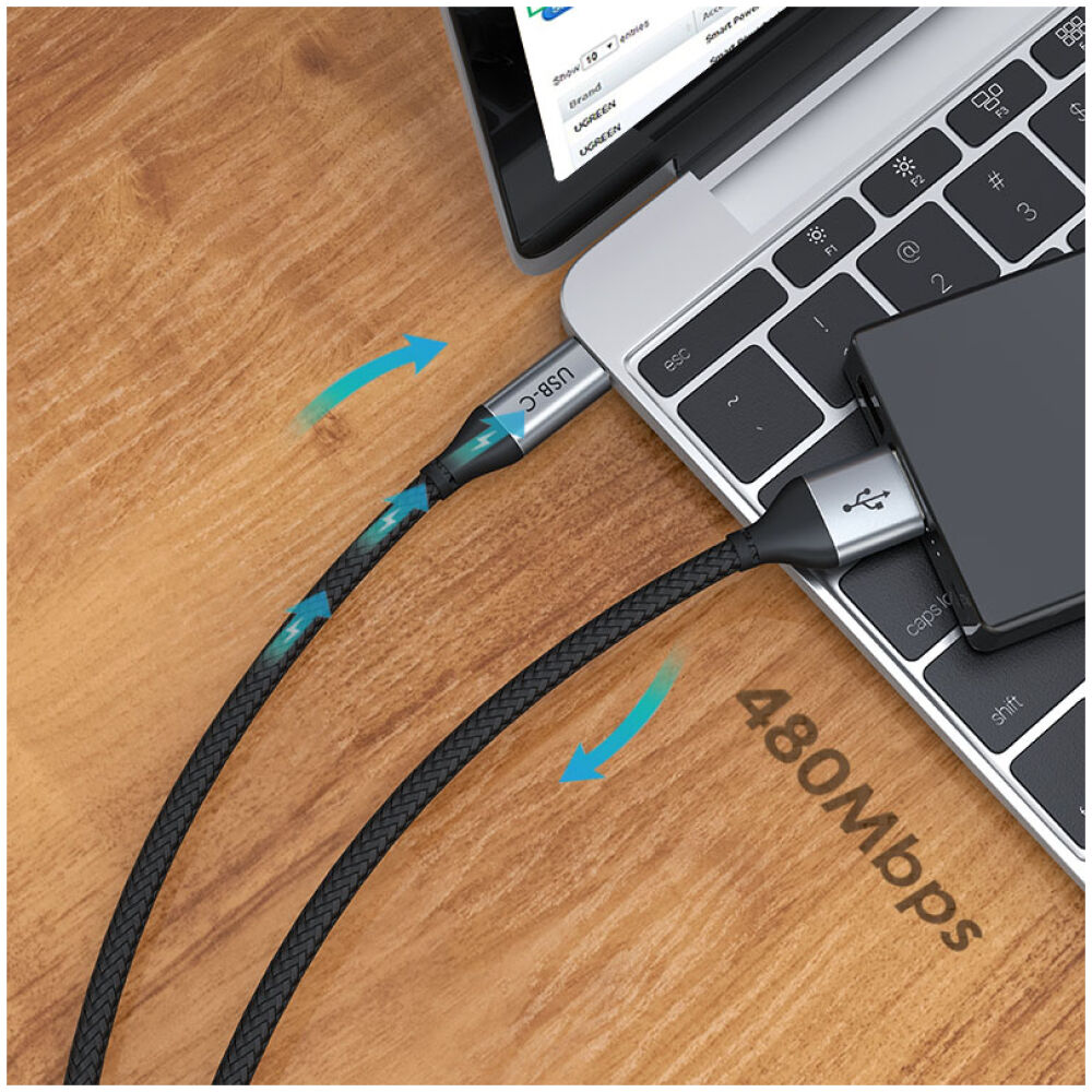 CABLETIME καλώδιο USB-C σε USB CMAM5A, 25W, 480Mbps, 0.25m, μαύρο - Image 3