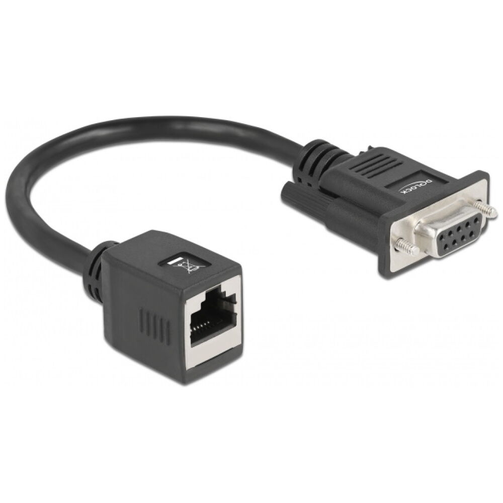 DELOCK αντάπτορας από serial DB9 RS-232 σε RJ45, μαύρος