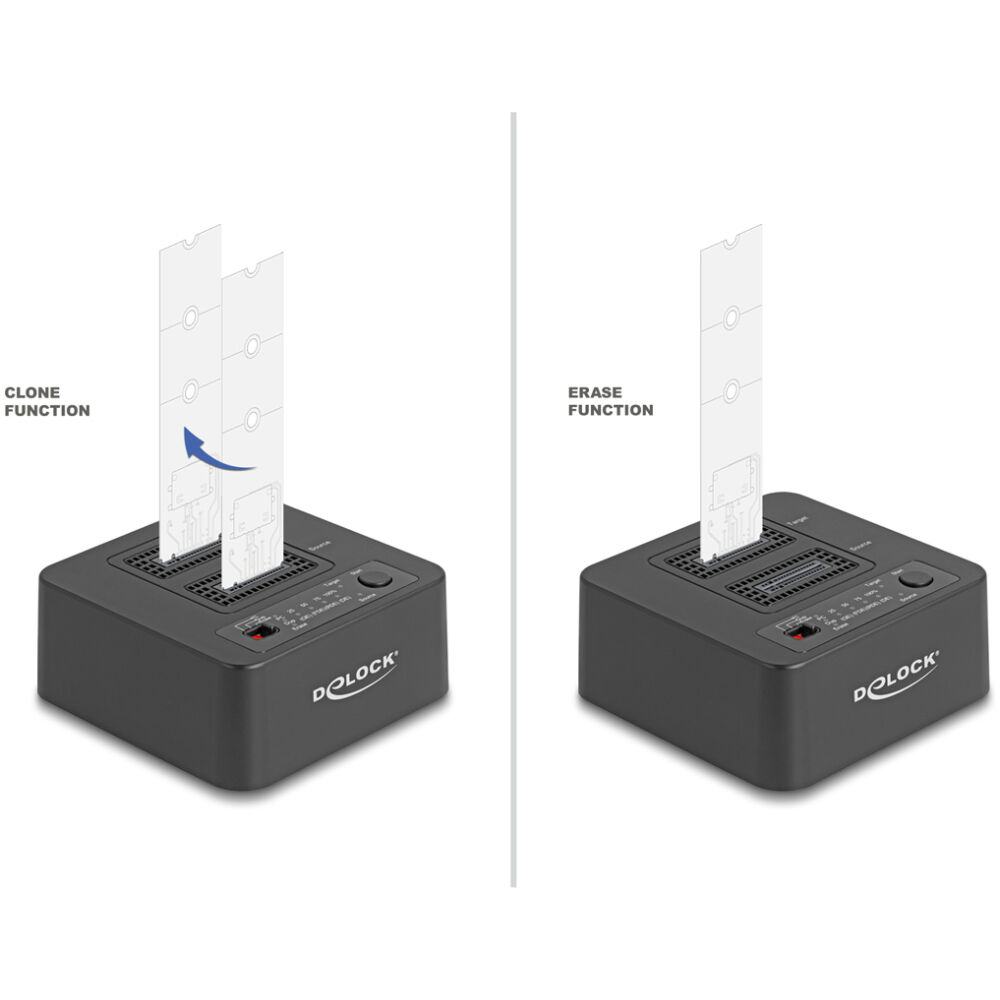 DELOCK docking station 64300 για 2x M.2 NVMe SSD, clone/erase function, 20Gbps, μαύρο - Image 2