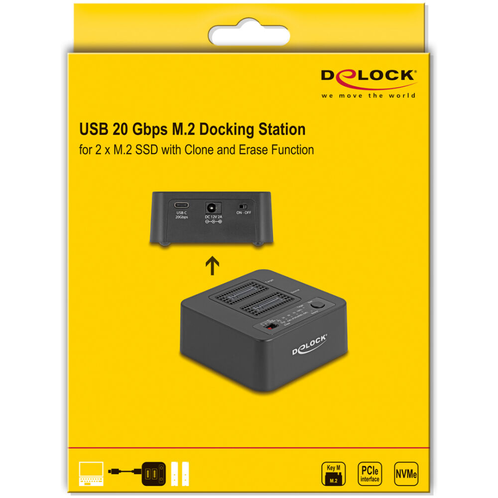 DELOCK docking station 64300 για 2x M.2 NVMe SSD, clone/erase function, 20Gbps, μαύρο - Image 6