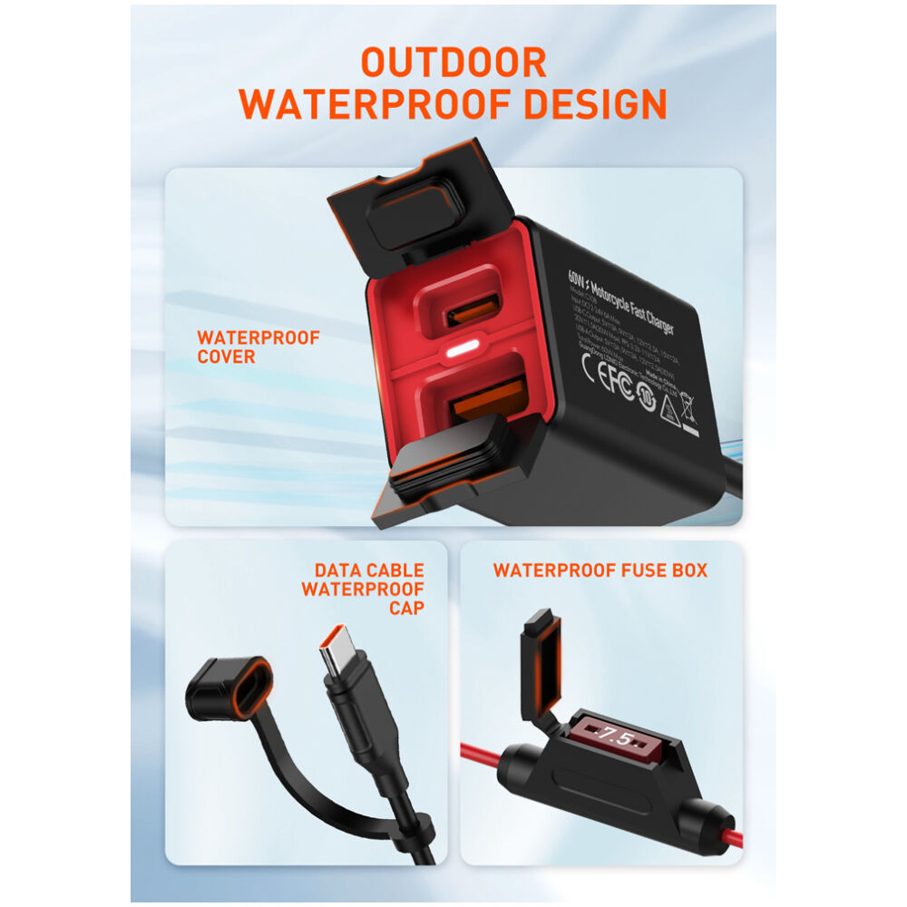 LDNIO φορτιστής μοτοσυκλέτας C108 με καλώδιο, USB/USB-C, 60W, μαύρος - Image 9