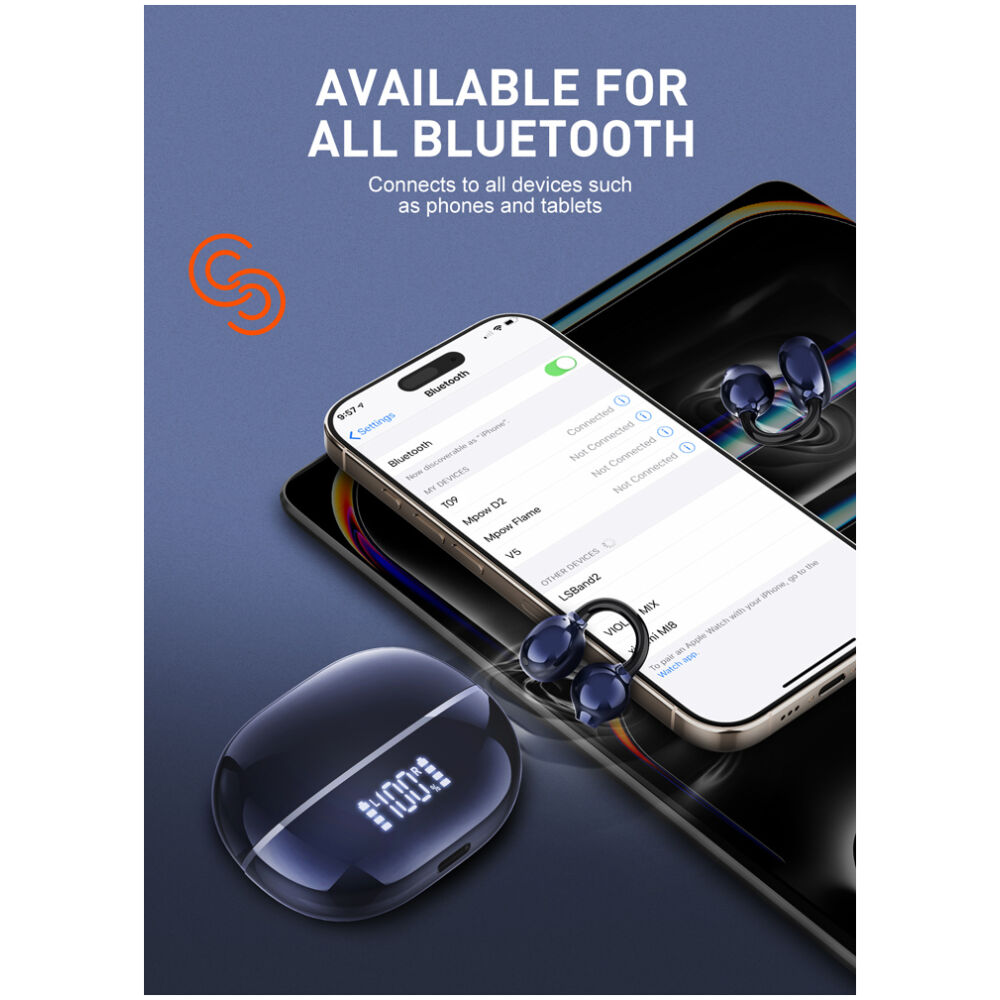 LDNIO earphones με θήκη φόρτισης T09, OWS, Φ10mm, 35/400mAh, μπλε - Image 5