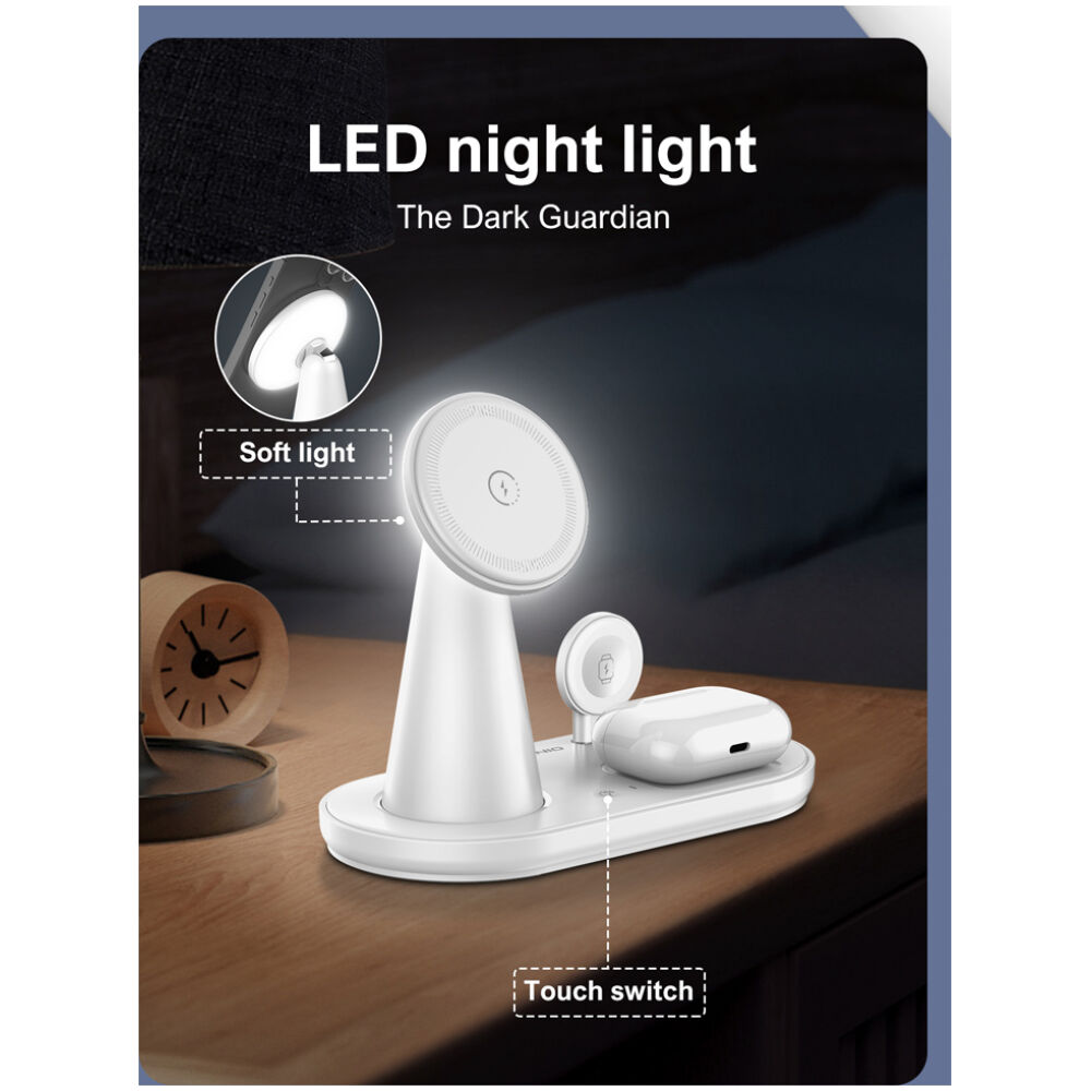 LDNIO ασύρματος φορτιστής WL01 με LED φωτισμό, 3 σε 1, 15W, λευκός - Image 6