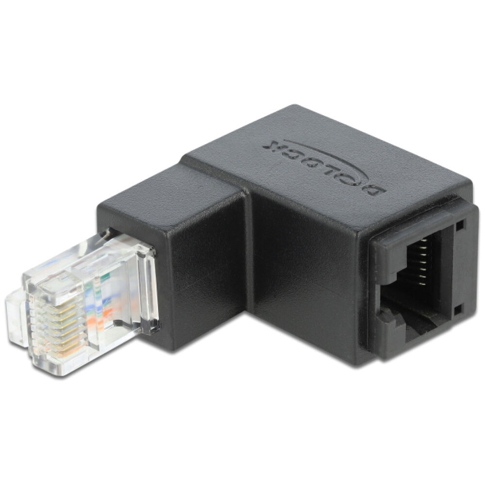 DELOCK αντάπτορας RJ45 86423, CAT 6 UTP, γωνιακός 90°, μαύρος