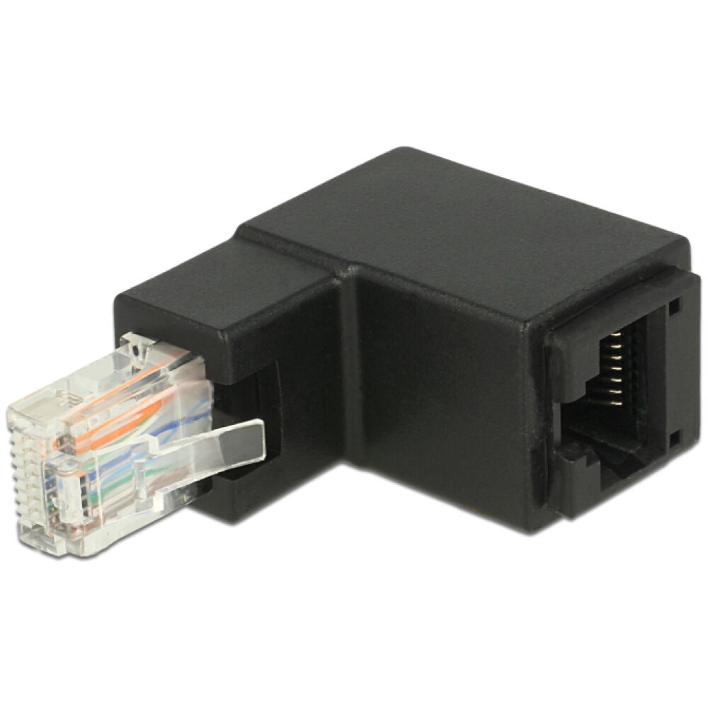 DELOCK αντάπτορας RJ45 86424, CAT 6 UTP, γωνιακός 90°, μαύρος
