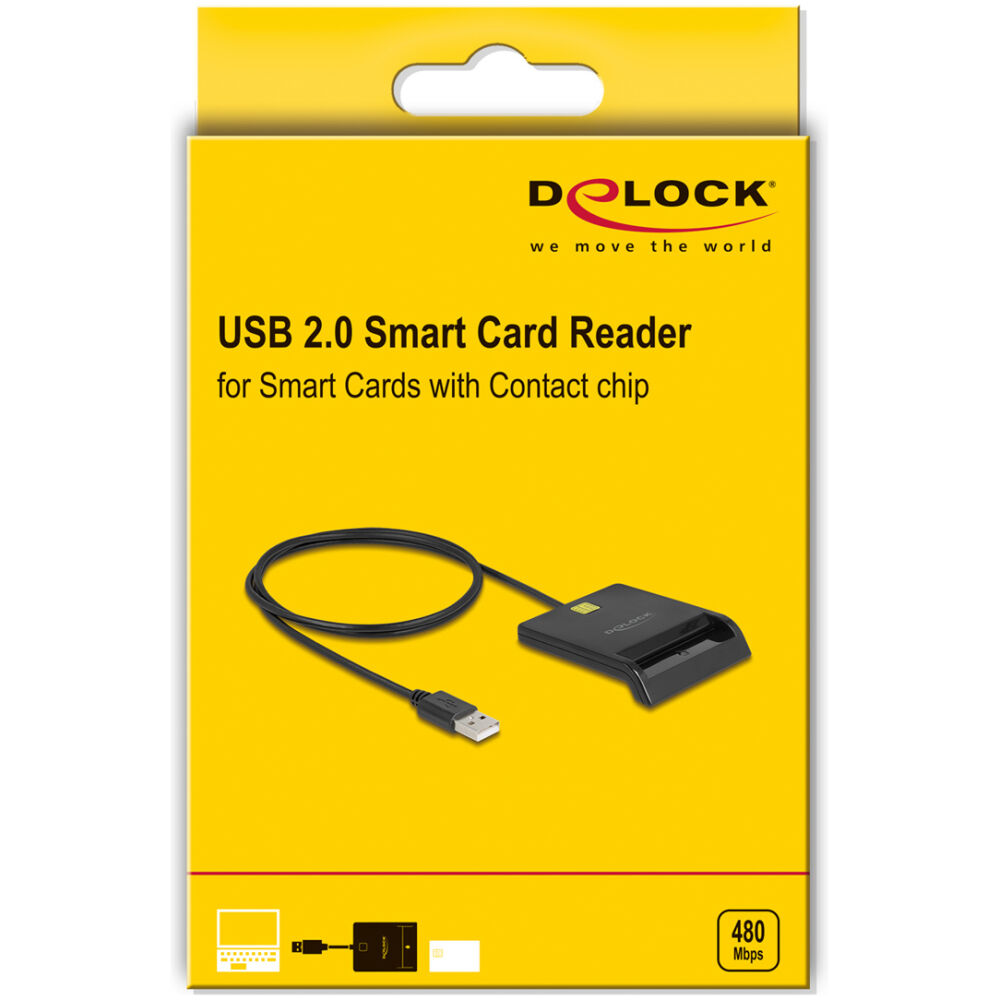 DELOCK card reader 91724 για smart card, USB σύνδεση, 480Mbps, μαύρο - Image 3