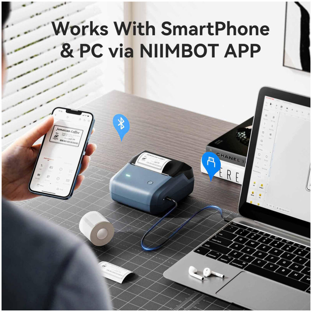NIIMBOT smart θερμικός εκτυπωτής ετικετών B31, 203dpi, Bluetooth, μπλε - Image 3