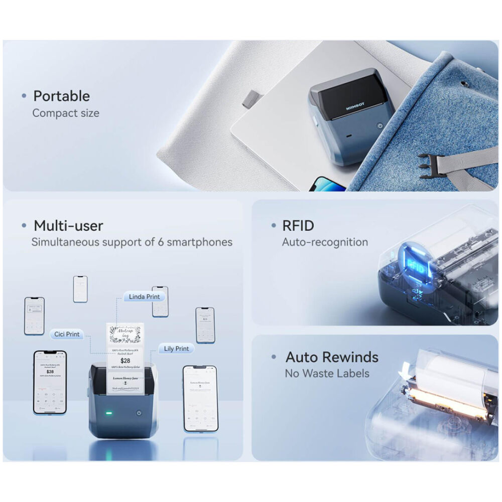 NIIMBOT smart θερμικός εκτυπωτής ετικετών B31, 203dpi, Bluetooth, μπλε - Image 7
