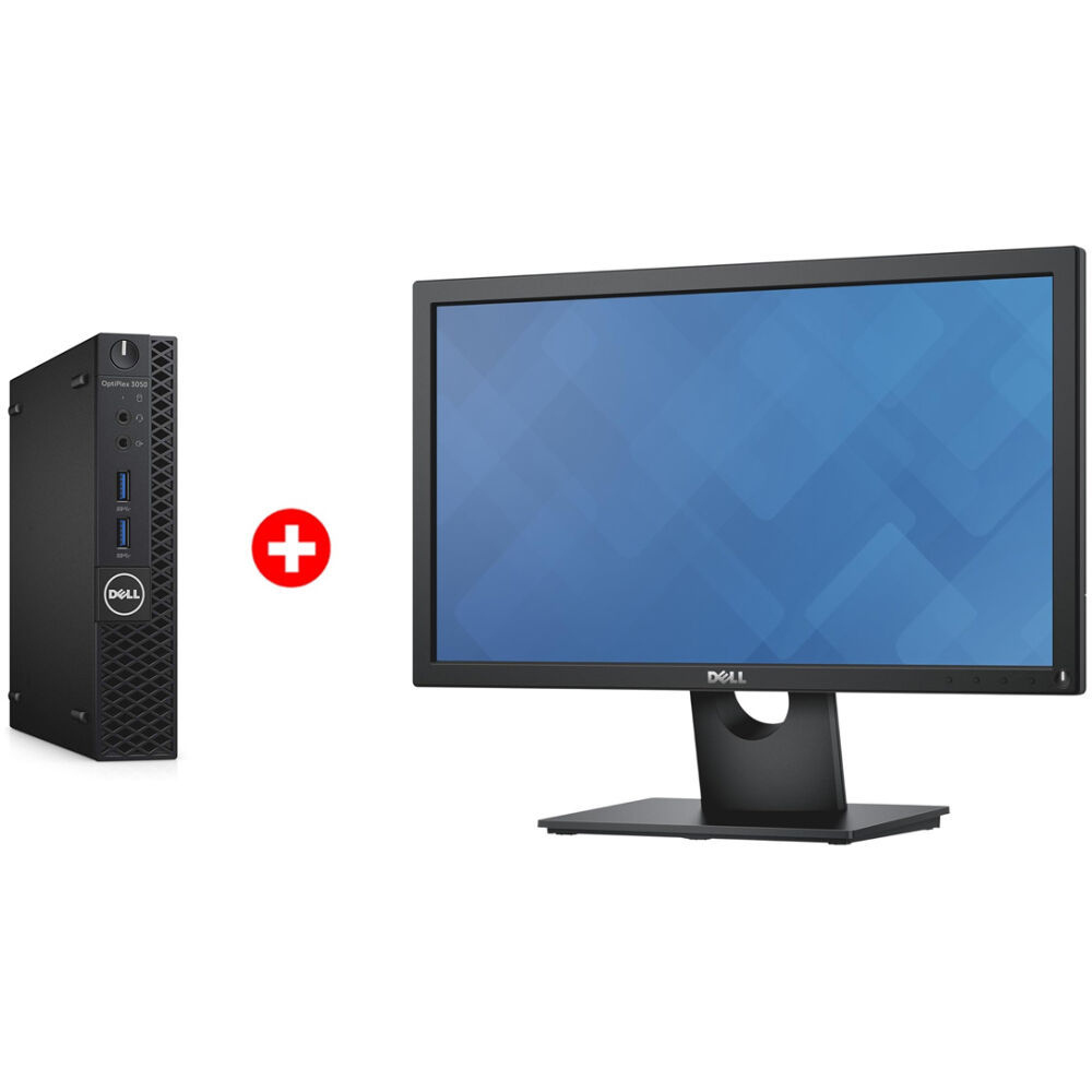 DELL PC OptiPlex 3050 Micro, Refurbished Grade A Repainted, i5-7500T, 8/256GB M.2, με οθόνη E2016H GB