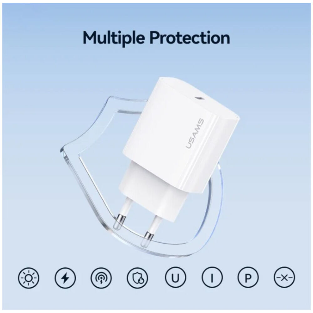 USAMS φορτιστής τοίχου CC226, USB-C, 20W, λευκός - Image 3