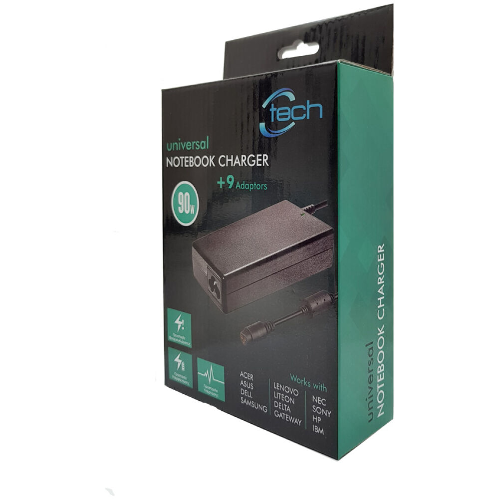 CTECH φορτιστής laptop CP-0002, Universal, 9 αντάπτορες, 90W - Image 3
