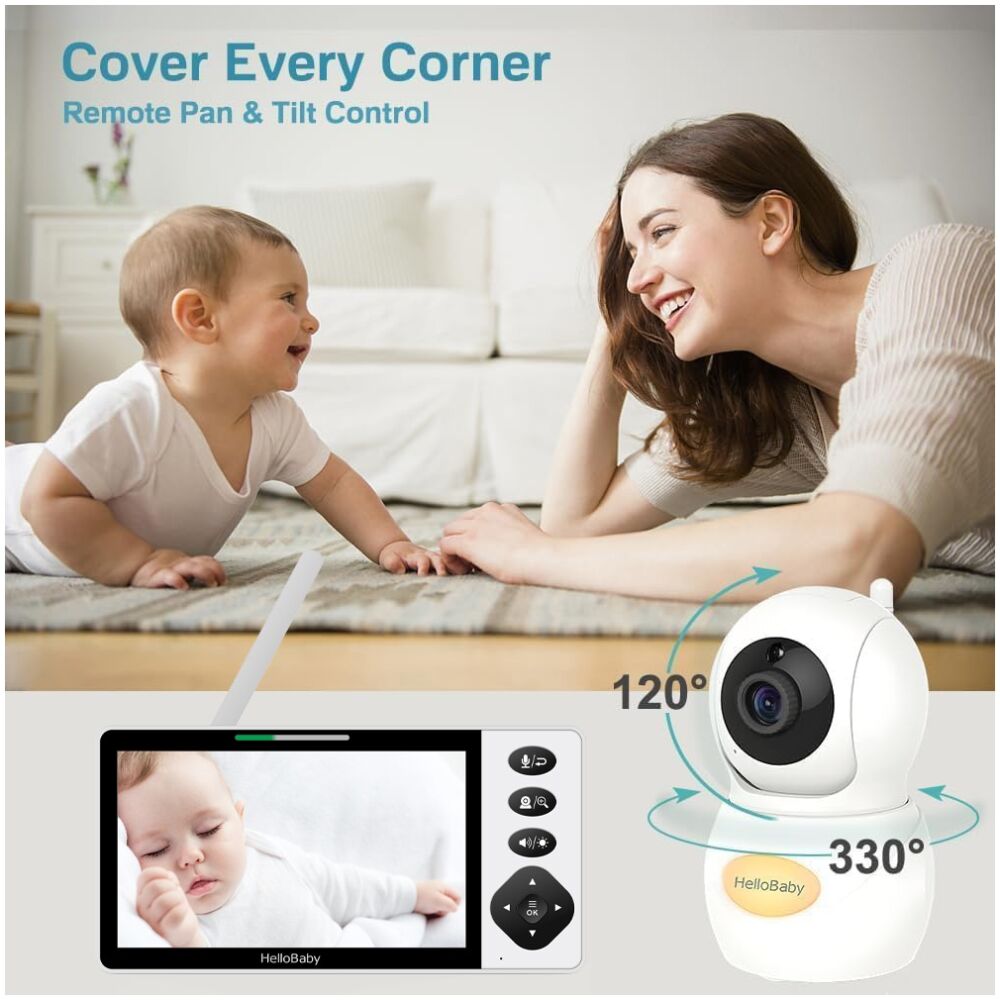 HELLOBABY ενδοεπικοινωνία μωρού HB6084L με κάμερα & οθόνη 5.5", 720p, PTZ - Image 2
